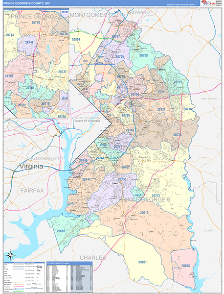 Prince George's County, MD Wall Map